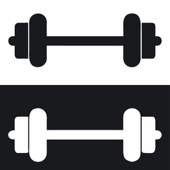 Dual Dumbbell Illustrations in Bold Black and White Contrast