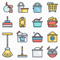 set of cleaning icons