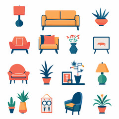 set of furniture icons