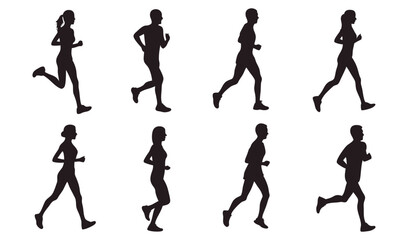 Silhouettes of Running Figures Showcasing Dynamic Human Motion