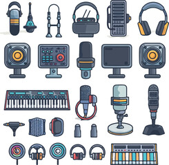 set of black and white icons