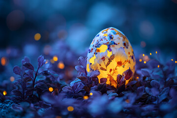 Glowing Fairytale Easter Egg in Macro Photography, Easter Eggs