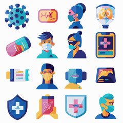 set of flat icons for medical design