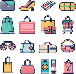 vector set of shopping bags