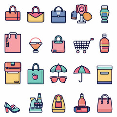 shopping icons set