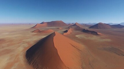 Naklejka premium Vast red sand dunes stretch across the landscape