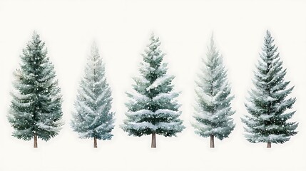 Obraz premium Snowy Fir Trees Isolated