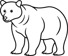 Illustration of a Bear in Simple Black and White Line Art Style

