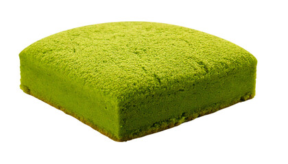 Delicious Rice Flour Matcha Cake Isolated on Transparent Background Png.
