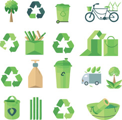 vector set of recycle icons