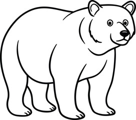 Illustration of a Bear in Simple Black and White Line Art Style

