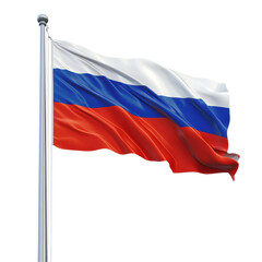 Russia flag waving in the wind against a clean Transparent background capturing national pride and identity, russia flag flying in the wind isolated on