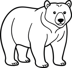 Illustration of a Bear in Simple Black and White Line Art Style

