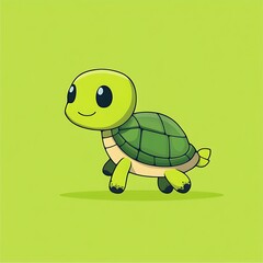 Fototapeta premium Cartoon turtle walking, nature movement icon