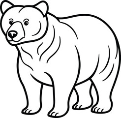 Illustration of a Bear in Simple Black and White Line Art Style

