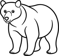 Illustration of a Bear in Simple Black and White Line Art Style

