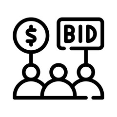 bidding war line icon