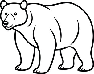 Illustration of a Bear in Simple Black and White Line Art Style

