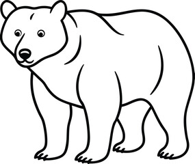 Illustration of a Bear in Simple Black and White Line Art Style

