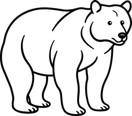 Illustration of a Bear in Simple Black and White Line Art Style

