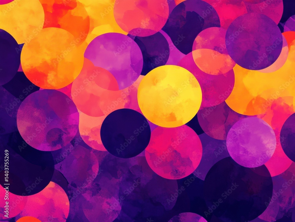 Aufkleber abstract watercolor circles in vibrant hues creating a seamless pattern with a playful and modern ar