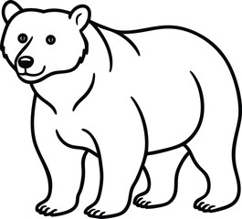 Illustration of a Bear in Simple Black and White Line Art Style

