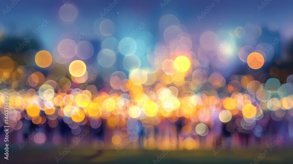 Poster enchanting city lights bokeh background creating a magical atmosphere with vibrant colors and soft f