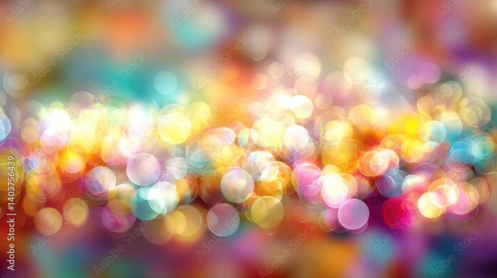 Poster ethereal symphony of light vibrant bokeh dancing across a canvas of dreamy colors creating a magical