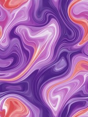 Obraz premium Abstract fluid art in vibrant purple and coral hues creating a mesmerizing swirl pattern with smooth transitions and artistic depth