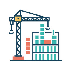Construction Site with Crane Icon Representing Building or Construction Work