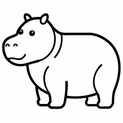 Hippopotamus outline icon on white background