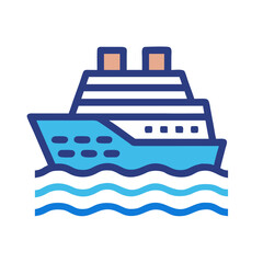 Obraz premium Cruise Ship Icon Representing Ocean Travel or Luxury Vacation