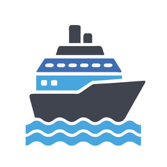 Cruise Ship Icon Representing Ocean Travel or Luxury Vacation