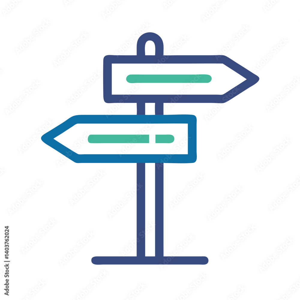 Poster directional signpost icon representing navigation or guidance