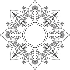 Easy Mandala Black and White Circle Outline - Mandala Coloring Pages for Adults and Kids - Simple Mandalas Artwork Vector