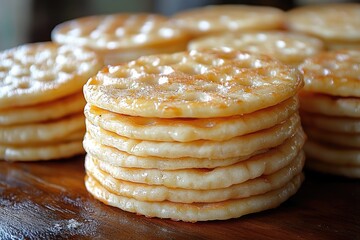 Stack of Golden Brown Pancakes Drizzled with Syrup