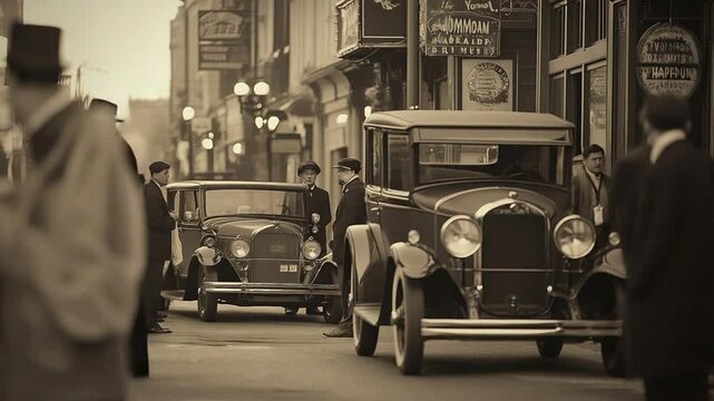 Vintage Cars on a 1920s Street