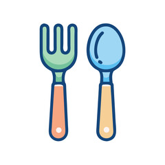 Fototapeta premium Fork and Spoon Icon Representing Toddler Mealtime or Feeding