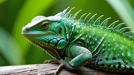 Obraz premium lizard, reptile, animal, nature, wildlife, dragon, iguana, wild, eye, green, bearded, scales, isolated,