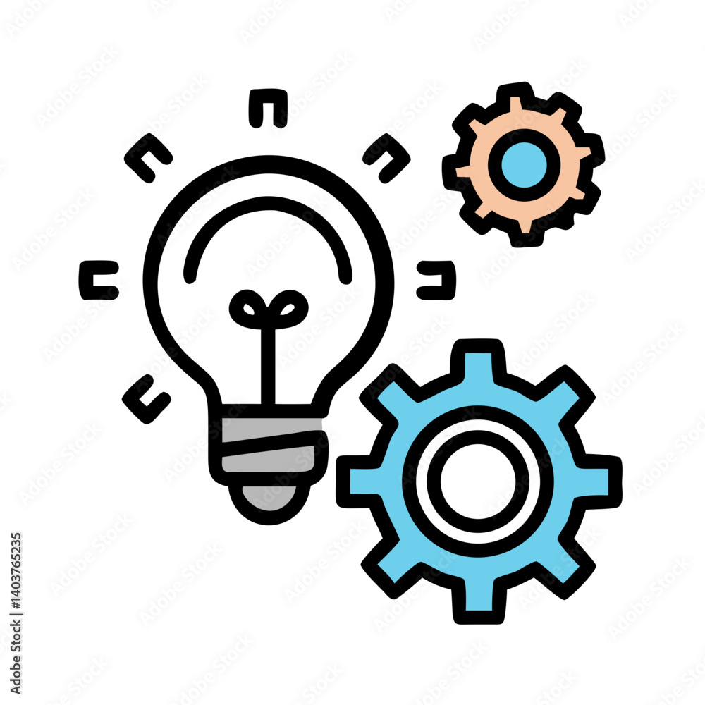 Poster Gear with Lightbulb Icon Representing Innovation and Creative Solutions