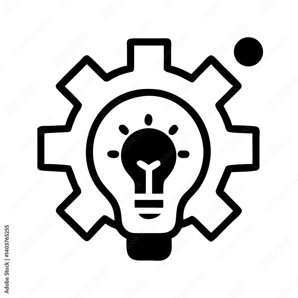 Poster Gear with Lightbulb Icon Representing Innovation and Creative Solutions