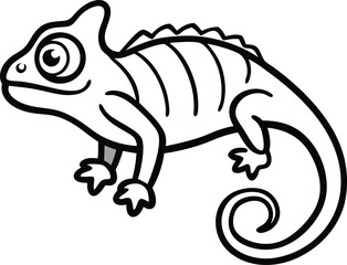 Outlined Chameleon Illustration Featuring a Curled Tail
