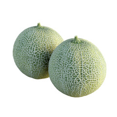 Fresh Green Melons with Unique Texture and Color on White Background