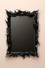 Dynamic black 3D mock-up frame with sharp edges, placed against a smooth neutral gradient background for impactful advertising
