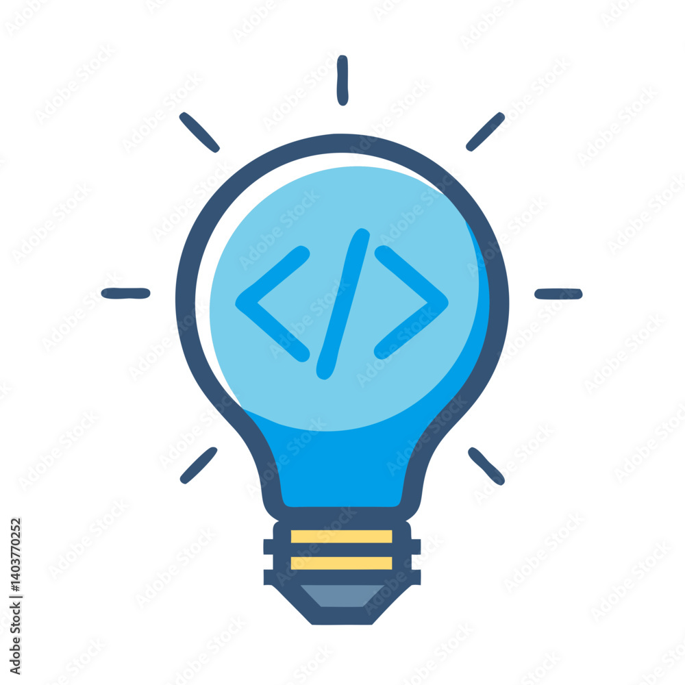 Poster Lightbulb with Code Symbol Icon Representing Creative Technology