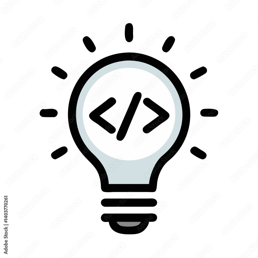 Poster Lightbulb with Code Symbol Icon Representing Creative Technology