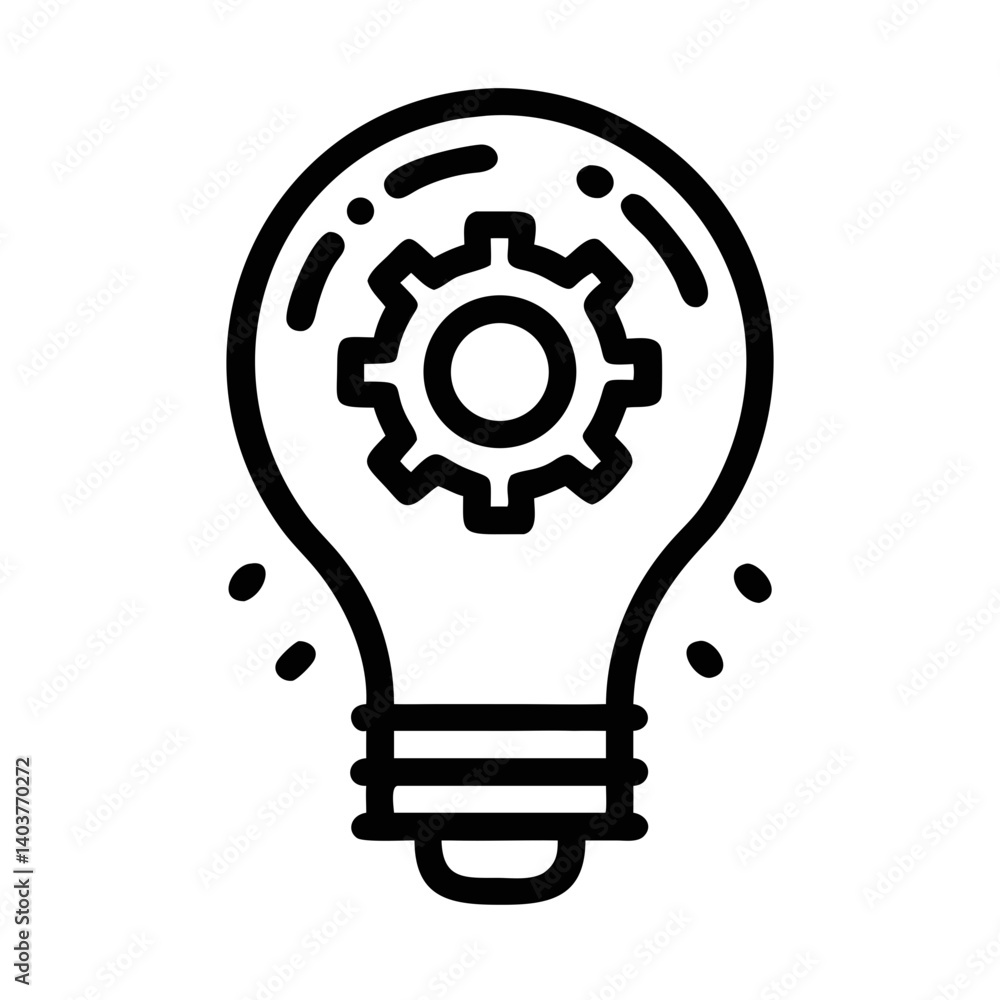 Poster Lightbulb with Gear Base Icon Representing Mechanical Innovation