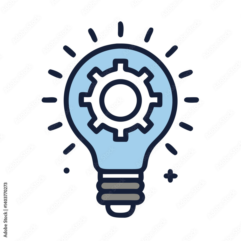 Poster Lightbulb with Gear Base Icon Representing Mechanical Innovation