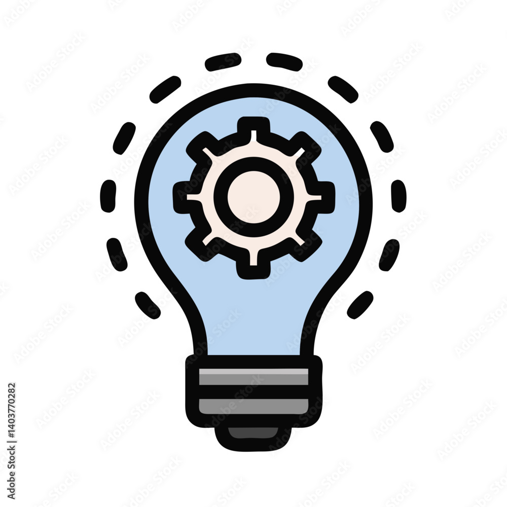 Poster Lightbulb with Gear Base Icon Representing Mechanical Innovation