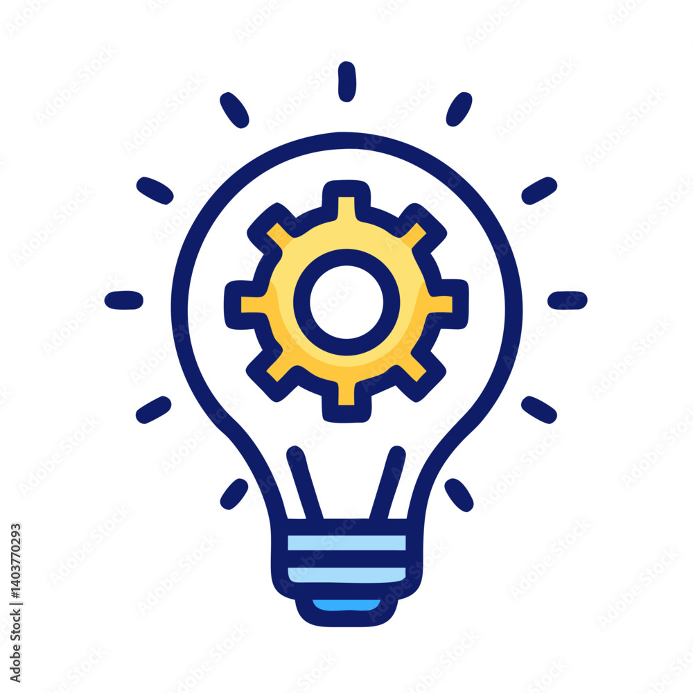 Poster Lightbulb with Gear Base Icon Representing Mechanical Innovation